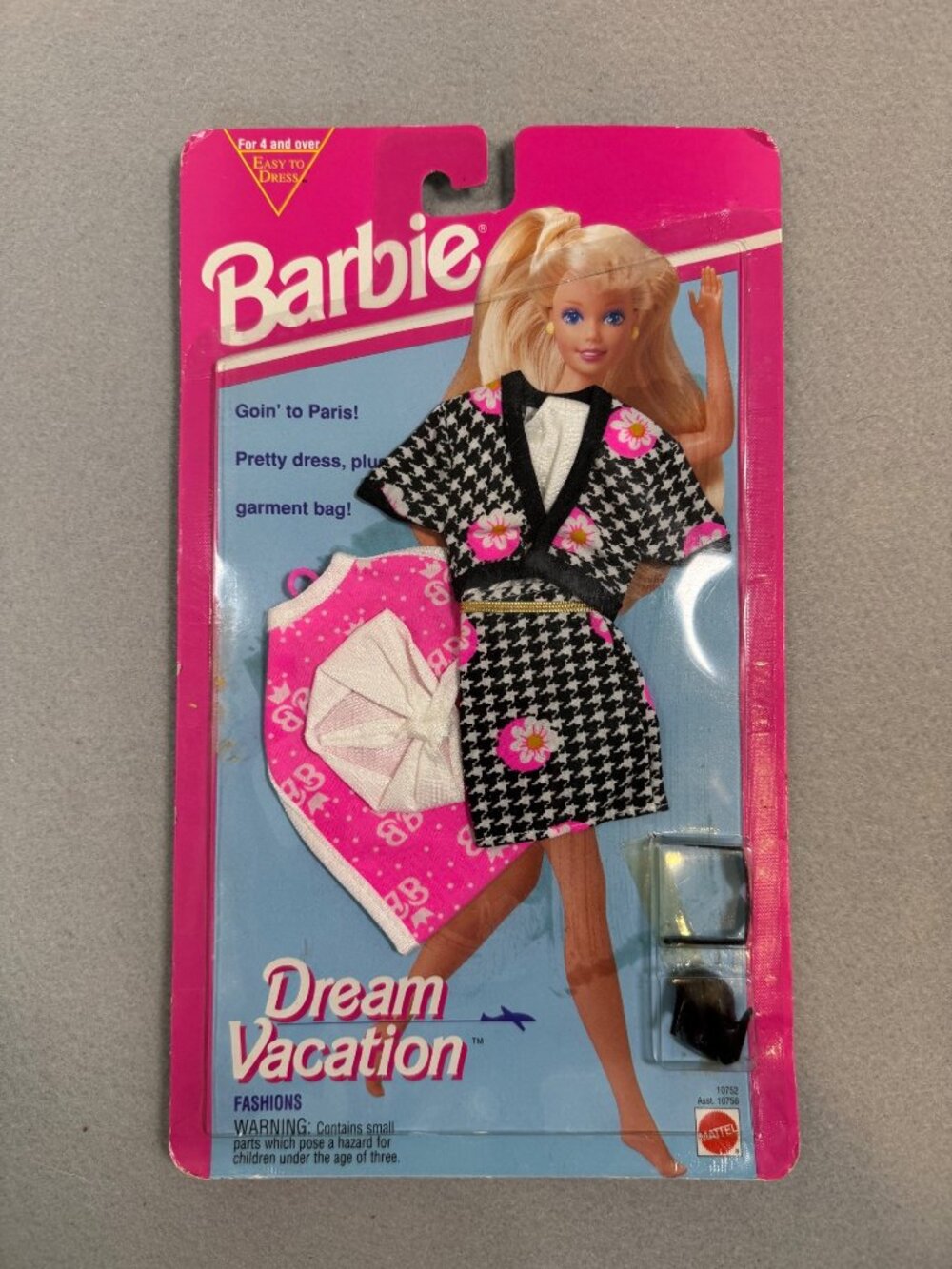 Barbie Dream Vacation Fashions Paris Outfit Dress Garment Bag Mattel 1993 NWB